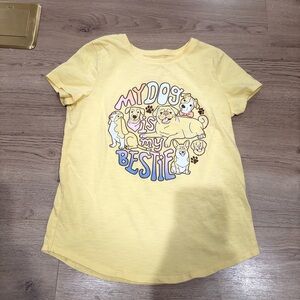 SO Girl’s Yellow Kids Shirt with Dog Print My Dog is My Bestie Sz 10/12